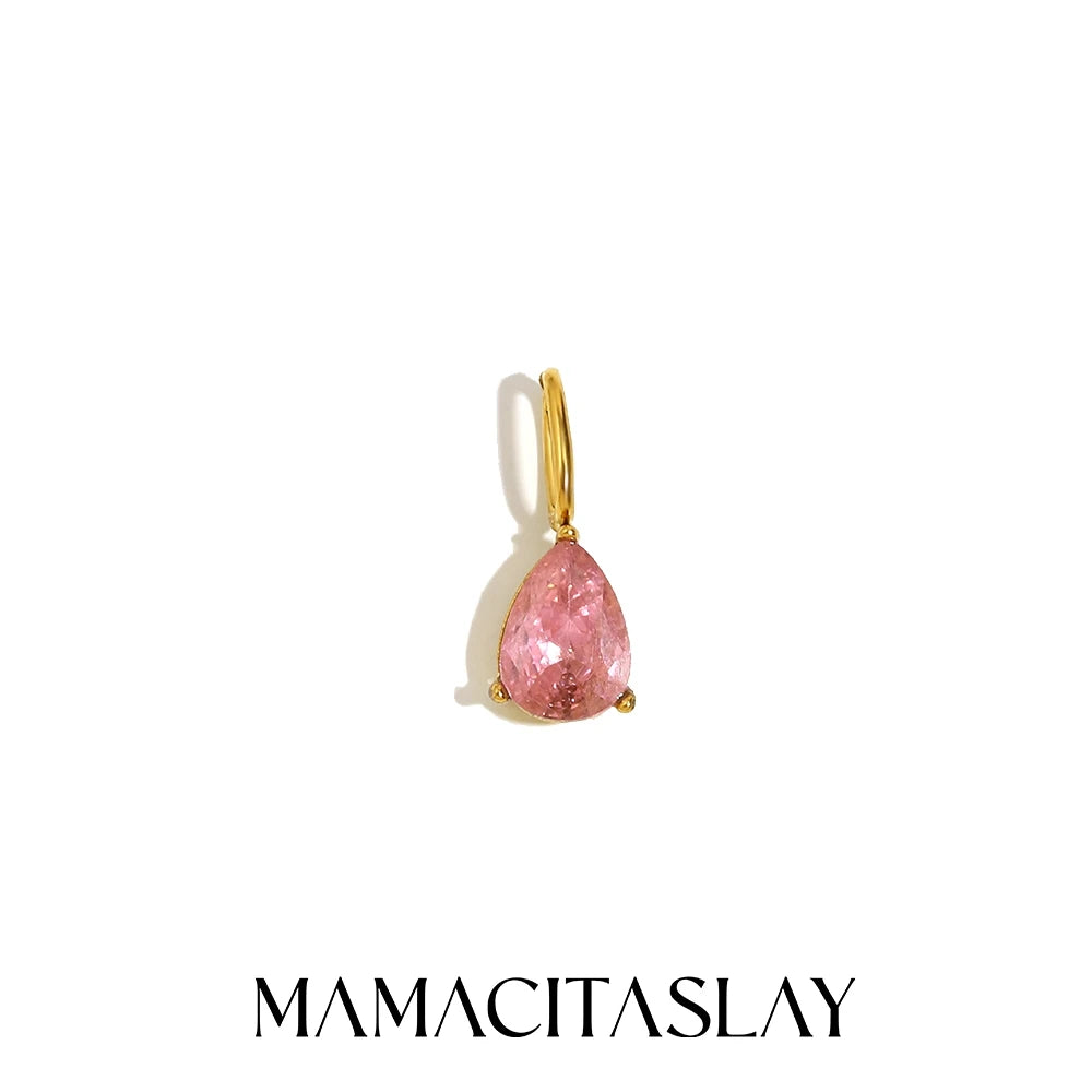 MamacitaSlay 316L Stainless Steel Zircon December Birthstone Charms Earrings Necklaces Bracelets DIY Pendant Waterproof Jewelry