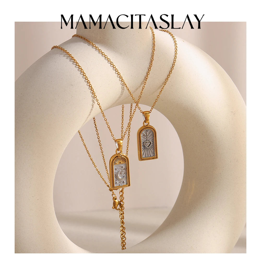 MamacitaSlay 316L Stainless Steel Star Moon Heart Insect Necklace Party Waterproof Neck Jewelry Women's Charm Necklace 2025 Gift