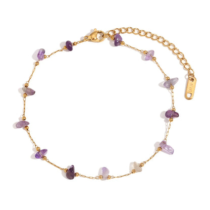 MamacitaSlay Summer Beach Waterproof Irregular Natural Stone Freshwater Pearl Anklets Stainless steel jewelry woman Gift