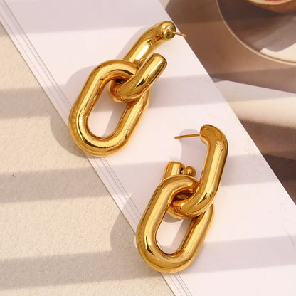 MamacitaSlay Classic 18K Gold Plated Stainless Steel Geometric Earrings Party Minimalist Waterproof Jewelry Women's Charm Gift