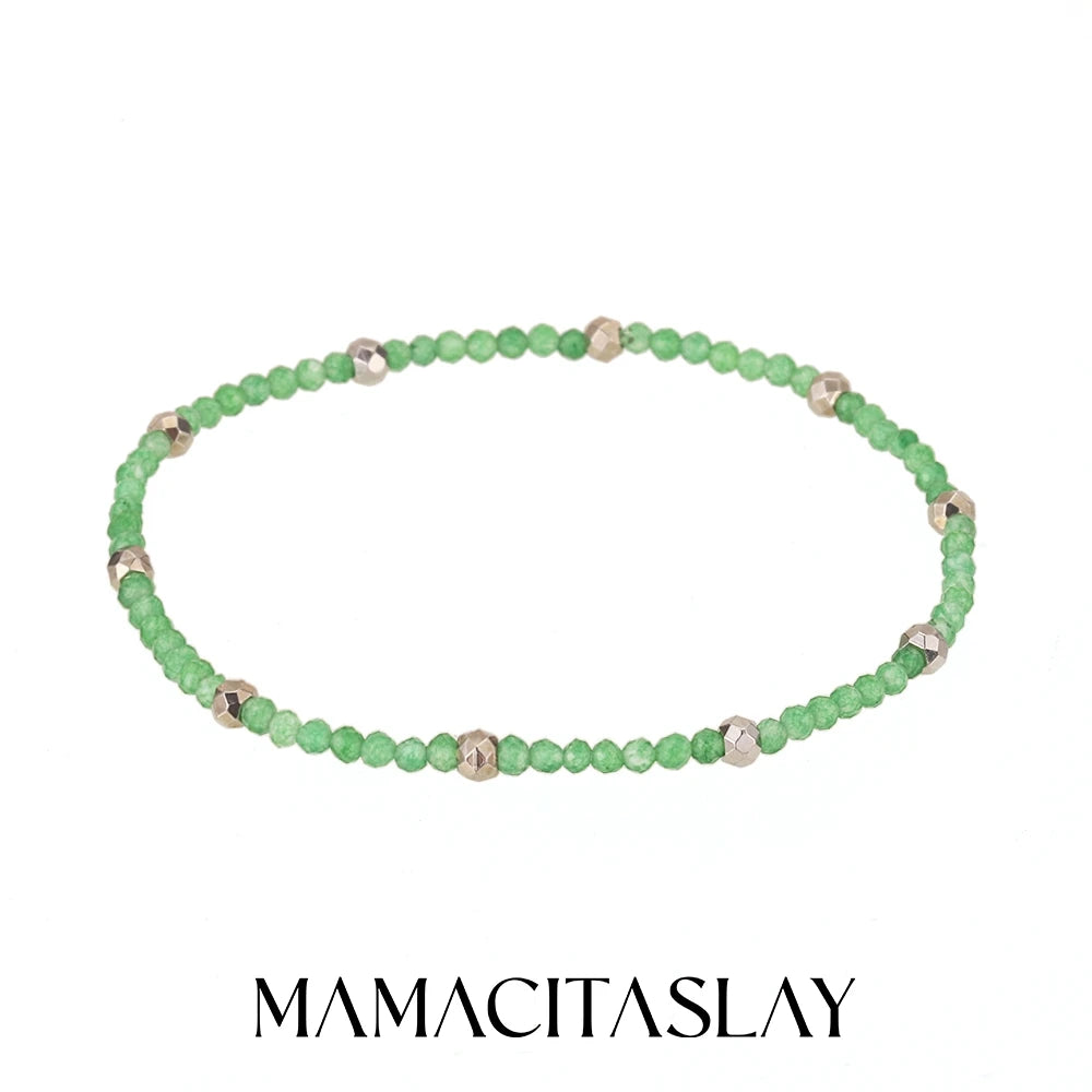MamacitaSlay 316L Stainless Steel Natural Stone Necklace Elastic Rope Bracelet Handmade Waterproof Jewelry Women's Classic Gift