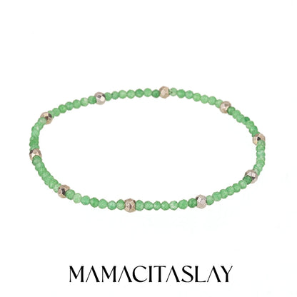 MamacitaSlay 316L Stainless Steel Natural Stone Necklace Elastic Rope Bracelet Handmade Waterproof Jewelry Women's Classic Gift