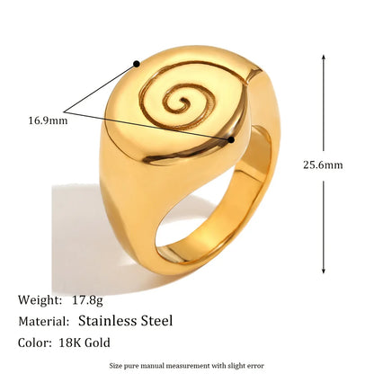 MamacitaSlay Unique Fingerprint Swirl Ripple Gold Silver Colour Rings Womens Stainless Steel Tarnish Free Jewelry Accessories