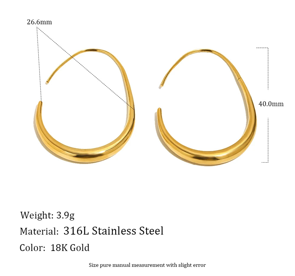 MamacitaSlay 316L Stainless Steel Pear Shape Hollow Out Hoop Earrings 18K Gold Plated Waterproof Jewelry Women's Unique Earrings