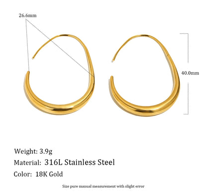 MamacitaSlay 316L Stainless Steel Pear Shape Hollow Out Hoop Earrings 18K Gold Plated Waterproof Jewelry Women's Unique Earrings