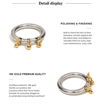 MamacitaSlay Unique Cool 316L Stainless Steel Double Color Ring Creative Waterproof Jewelry Women's Charm Statement Ring Gift