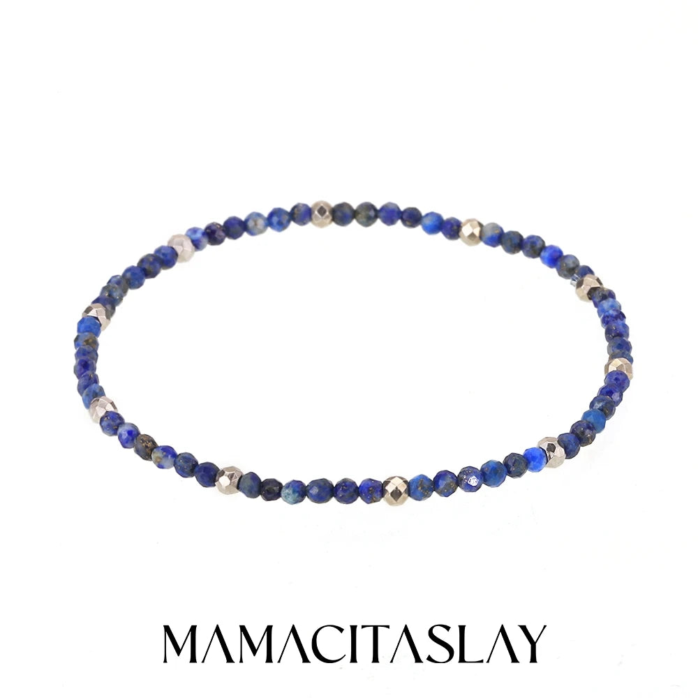 MamacitaSlay 316L Stainless Steel Natural Stone Necklace Elastic Rope Bracelet Handmade Waterproof Jewelry Women's Classic Gift
