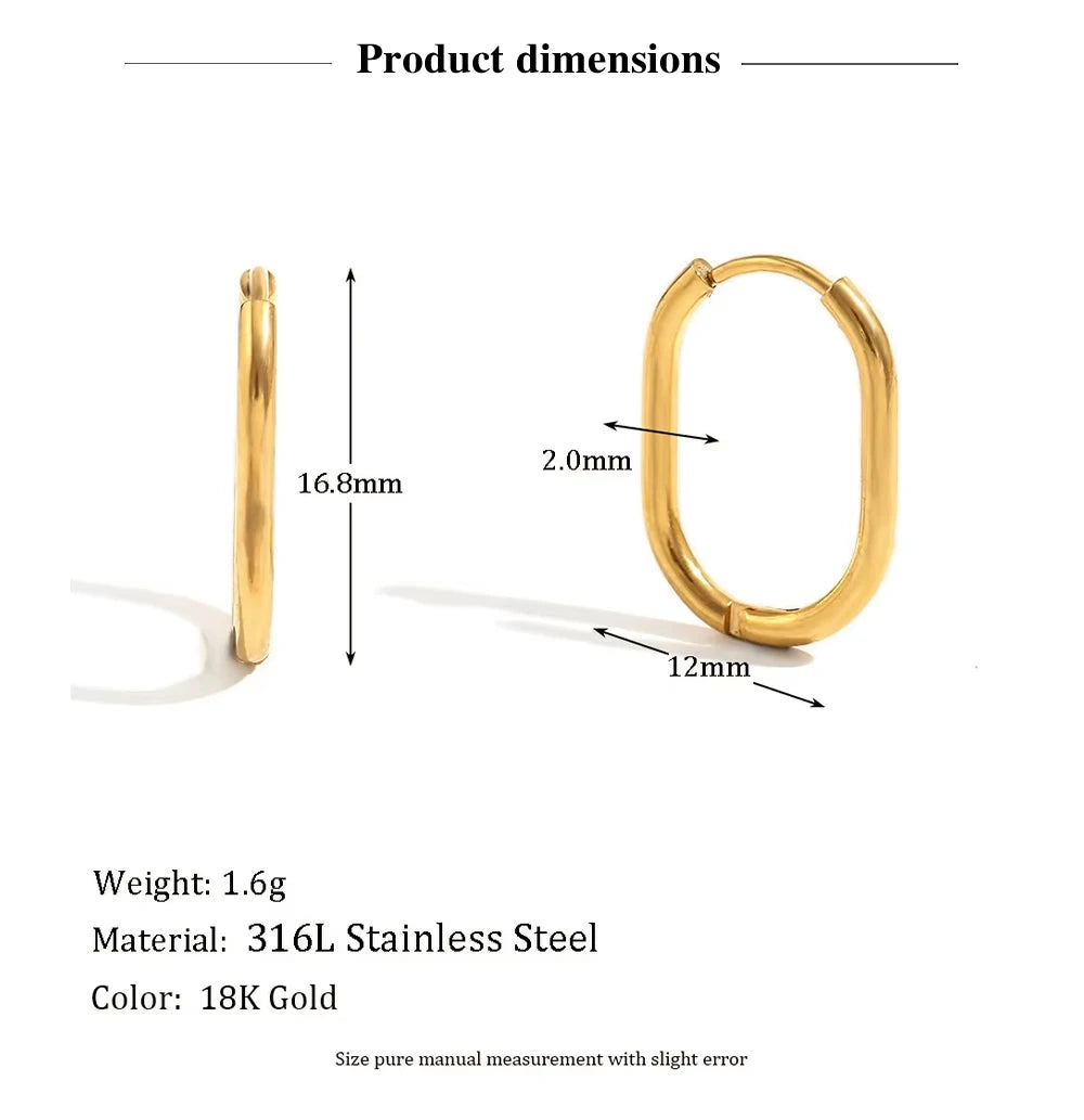 MamacitaSlay Classic Multi-Size U-Shape Hoops 18K Gold Plated Women's Earrings Waterproof 316L Stainless Steel Women's Jewelry