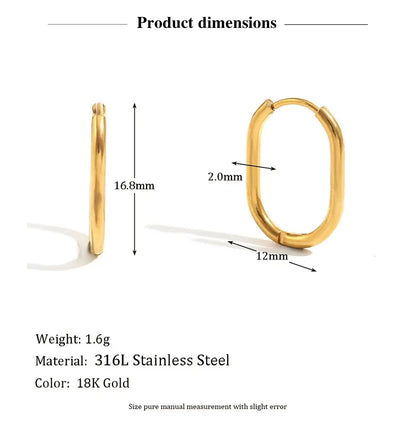 MamacitaSlay Classic Multi-Size U-Shape Hoops 18K Gold Plated Women's Earrings Waterproof 316L Stainless Steel Women's Jewelry
