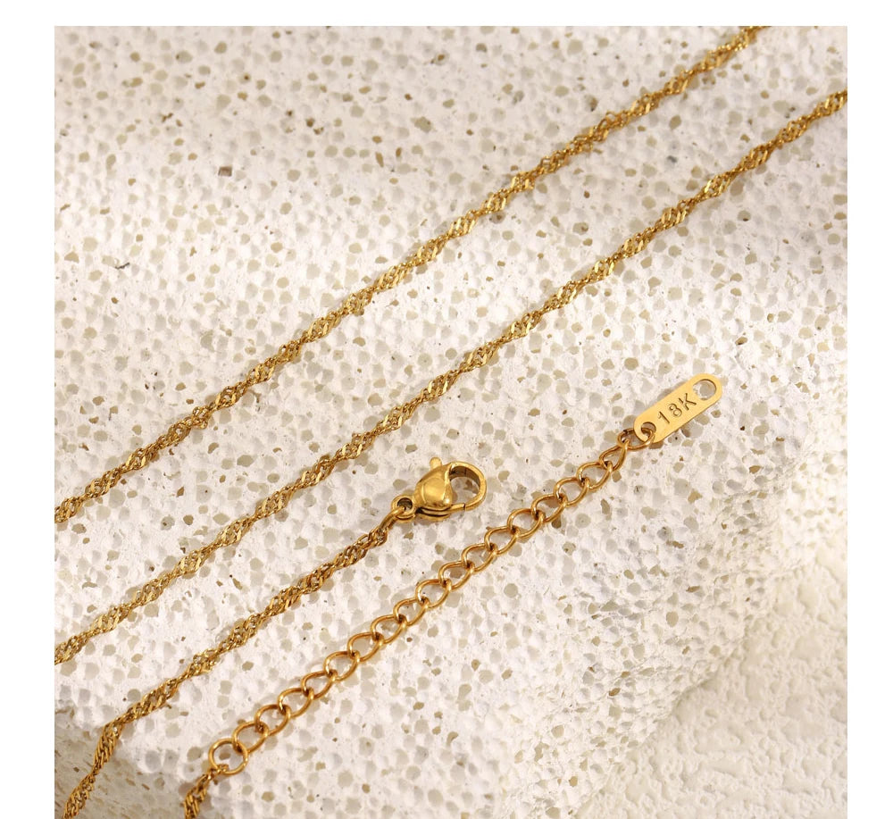 MamacitaSlay 316L Stainless Steel Zircon 12 Constellation Tarot Card Necklace 18K Gold Plated Waterproof Jewelry Women's Gifts