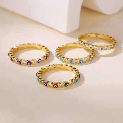Stainless Steel Evil Eye Finger Ring Lucky Aesthetic Turkish Waterproof