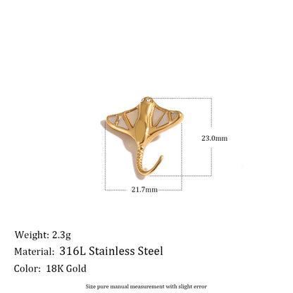 MamacitaSlay 316L Stainless Steel Ocean Theme Zircon Shell Charms 18K Gold Plated Waterproof Making DIY Jewelry For Women Gift