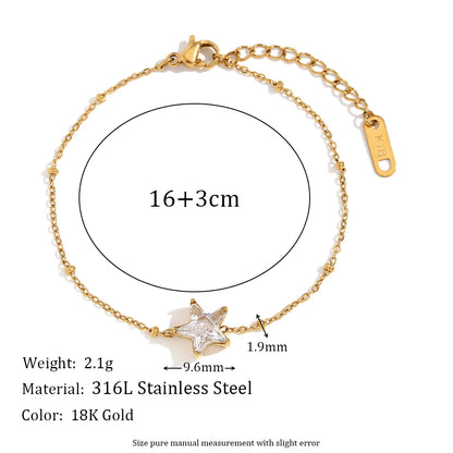 MamacitaSlay Elegant Sparking Star Thin Chain bracelets Tarnish Free Watewrproof stainless steel bracelet Trendy jewelry women