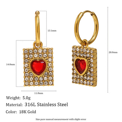MamacitaSlay 316L Stainless Steel Heart Cross Zircon Earrings Necklace 18K Gold Plated Waterproof Jewelry Set Women's Gifts