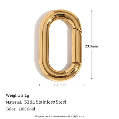 MamacitaSlay 316L Stainless Steel 18K Gold Plated Spring Ring Clasps Oval Carabiner Clasps Jewelry For DIY Bracelet Necklace