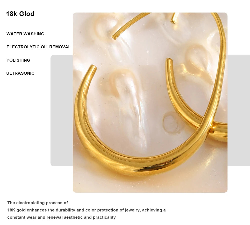MamacitaSlay 316L Stainless Steel Pear Shape Hollow Out Hoop Earrings 18K Gold Plated Waterproof Jewelry Women's Unique Earrings