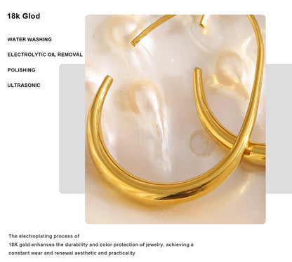 MamacitaSlay 316L Stainless Steel Pear Shape Hollow Out Hoop Earrings 18K Gold Plated Waterproof Jewelry Women's Unique Earrings