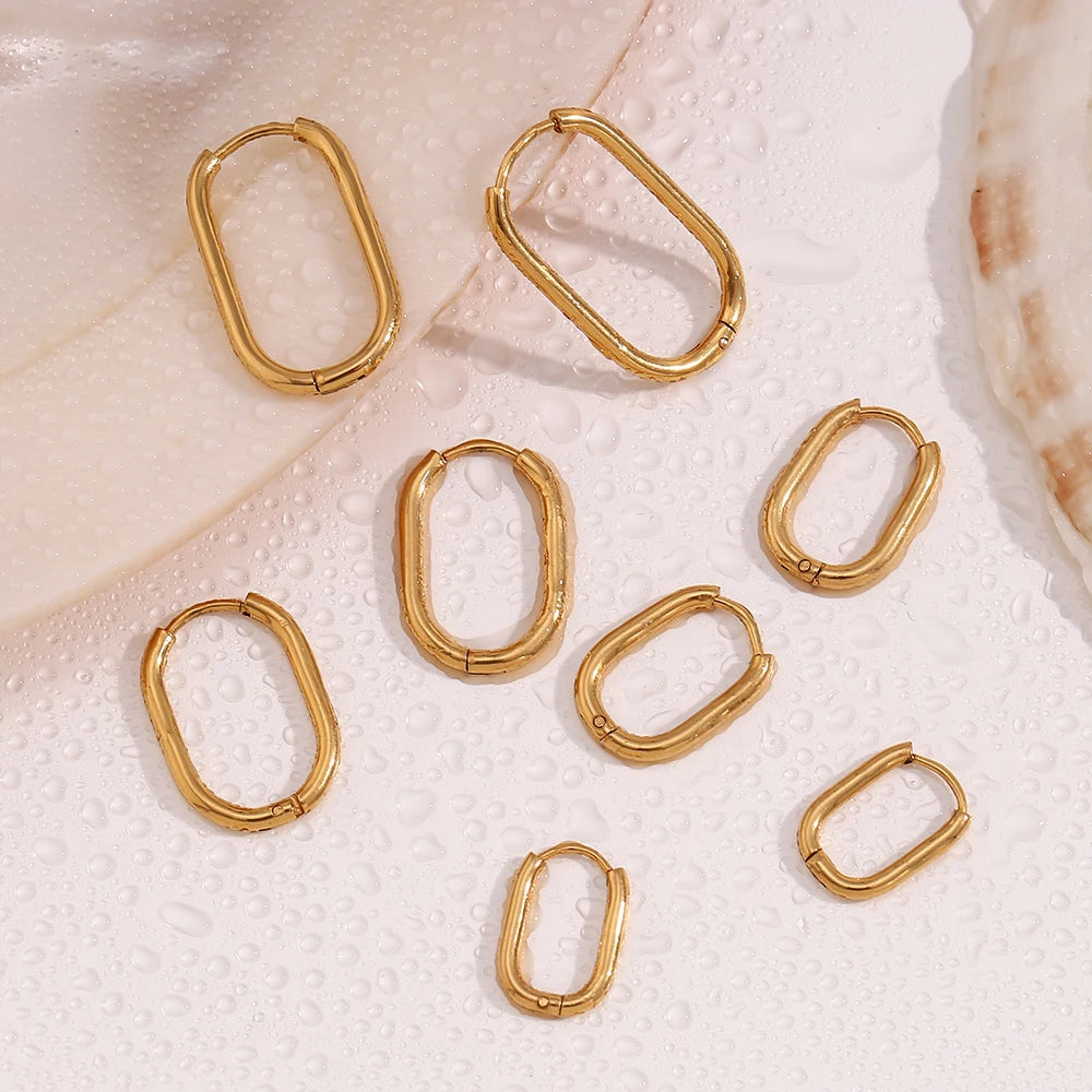 MamacitaSlay Classic Multi-Size U-Shape Hoops 18K Gold Plated Women's Earrings Waterproof 316L Stainless Steel Women's Jewelry