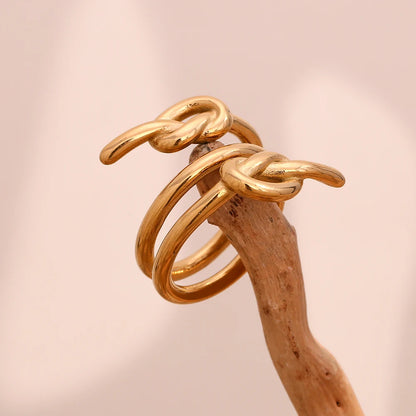 MamacitaSlay Vintage Three-Layer Knot rings Waterproof trendy women's stainless steel jewelry Woman accesories gifts for women