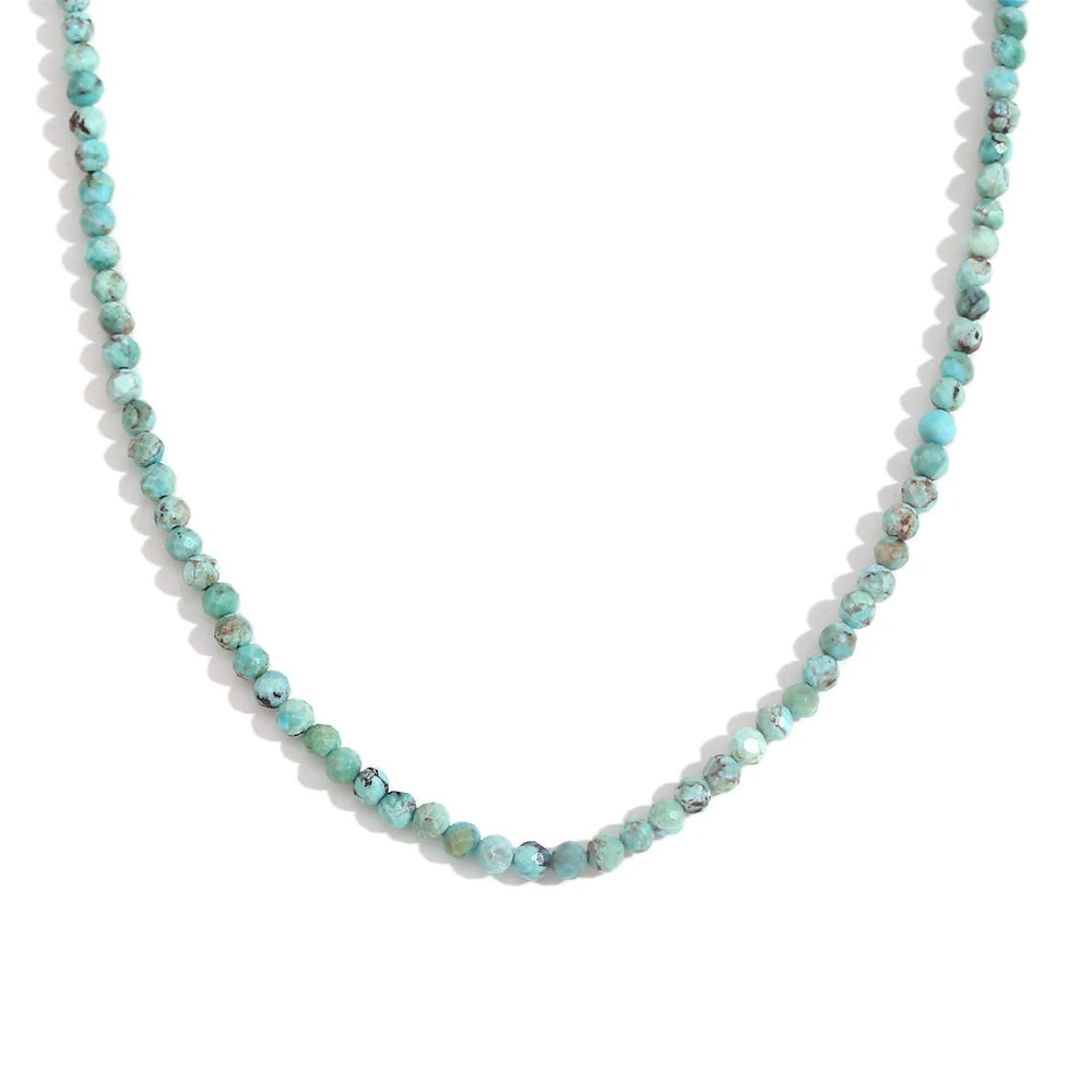 MamacitaSlay Simple 316L Stainless Steel Natural Stone Bead Necklace Waterproof Neck Jewelry Women's Elegant Statement Necklace