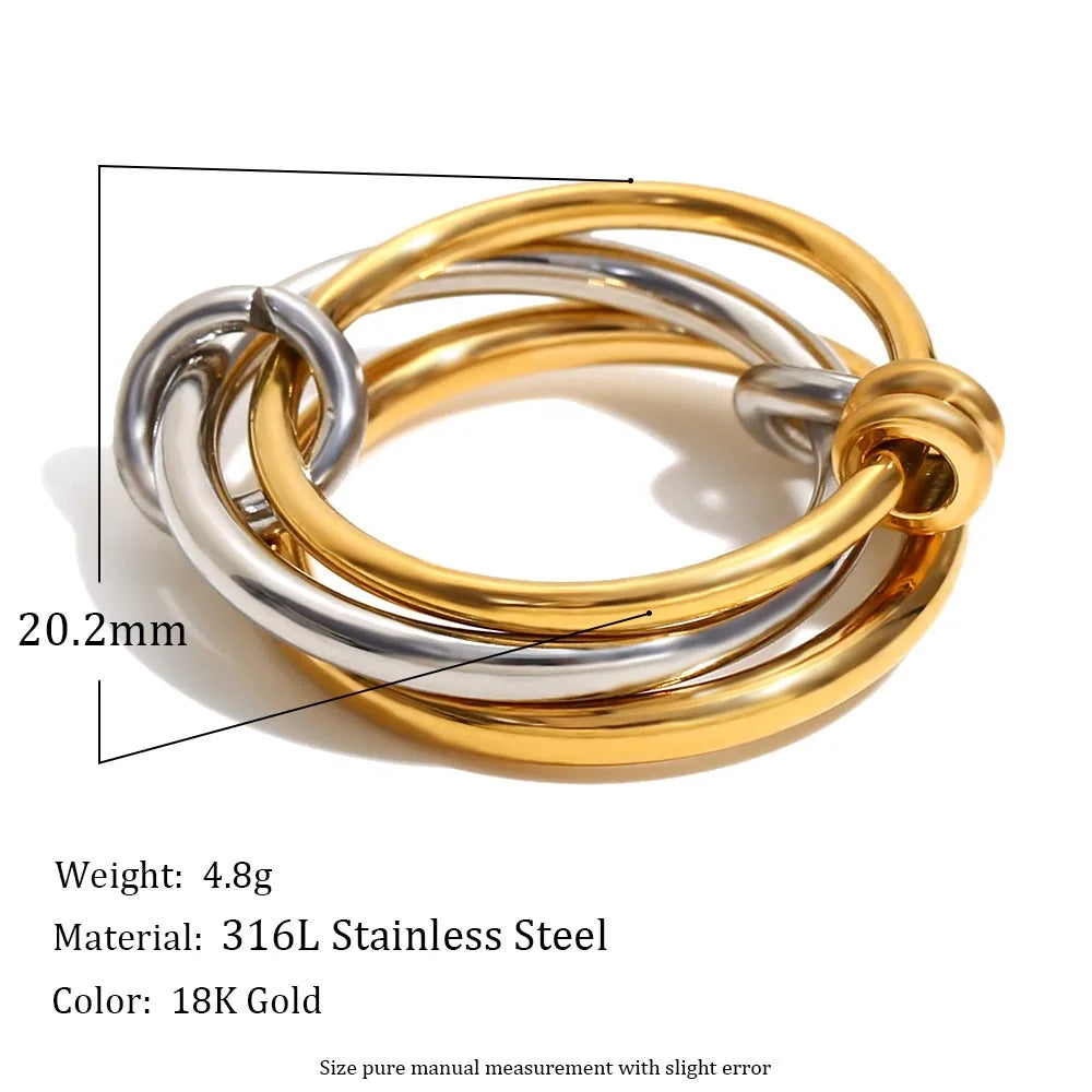 MamacitaSlay Unique Cool Three/Four Fingers Chain Shape Variable Hiphop Rings Stainless Steel Trendy Accessories Women Men Gifts