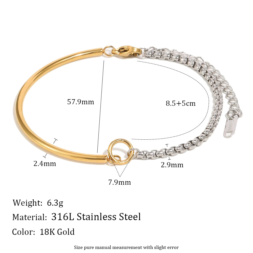 MamacitaSlay 316L Stainless Steel Mixed Color Asymmetric Bracelet 18K Gold Plated Waterproof Wrist Jewelry Women's Bracelet Gift