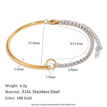 MamacitaSlay 316L Stainless Steel Mixed Color Asymmetric Bracelet 18K Gold Plated Waterproof Wrist Jewelry Women's Bracelet Gift