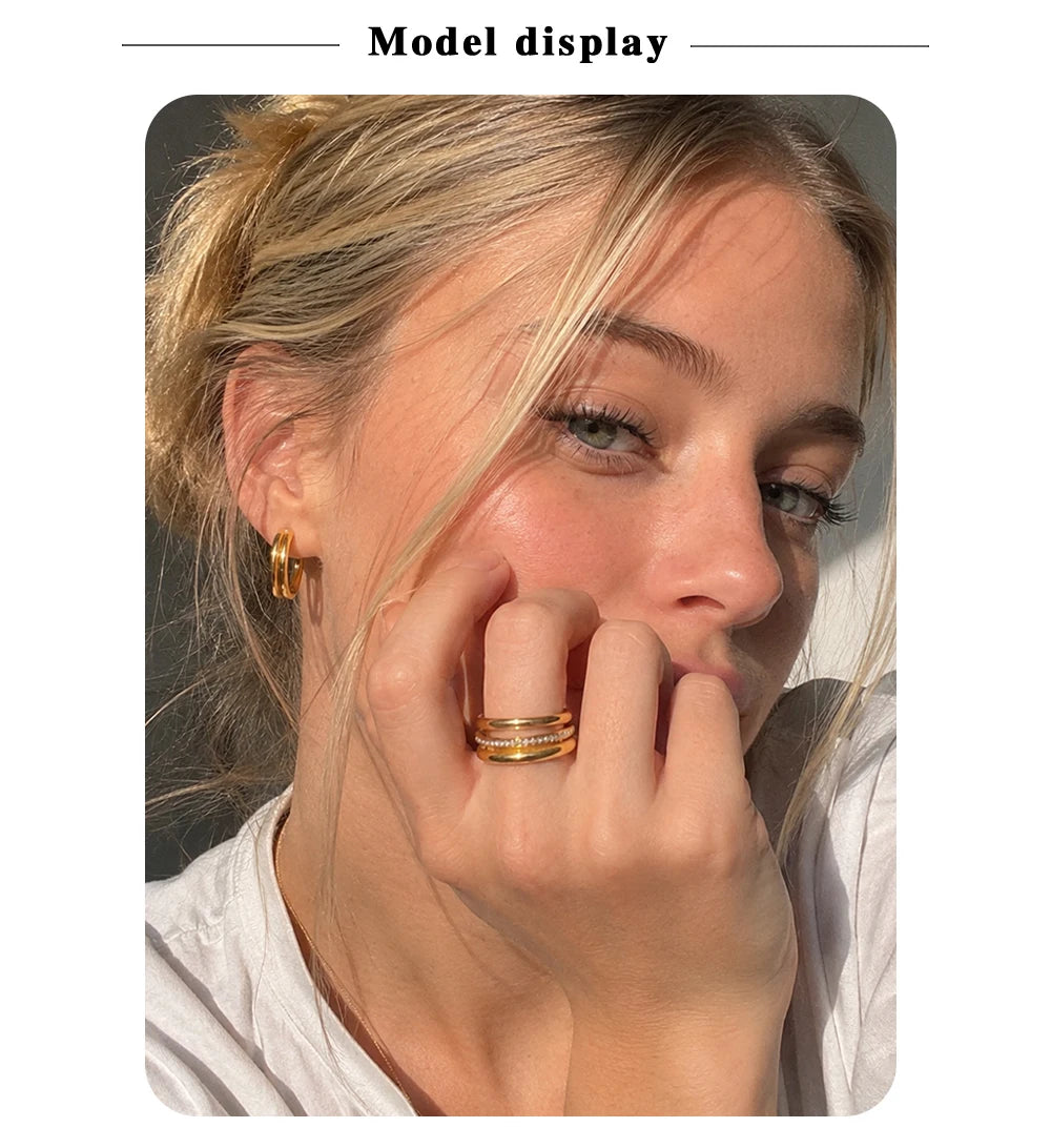MamacitaSlay Unique Cool Three/Four Fingers Chain Shape Variable Hiphop Rings Stainless Steel Trendy Accessories Women Men Gifts