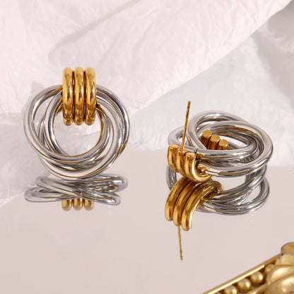MamacitaSlay Minimalist Stainless Steel Gold Silver Colour Geometric Earrings Women's Waterproof Jewelry High Quality Gift