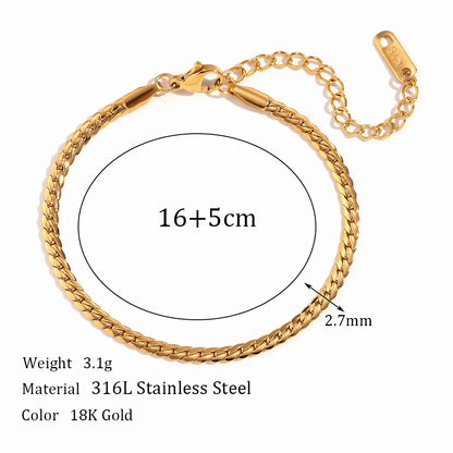 MamacitaSlay 316L Stainless Steel Encrypted NK Chain Bracelet 18K Gold Plated Minimalist Waterproof Jewelry For Women Daily Wear