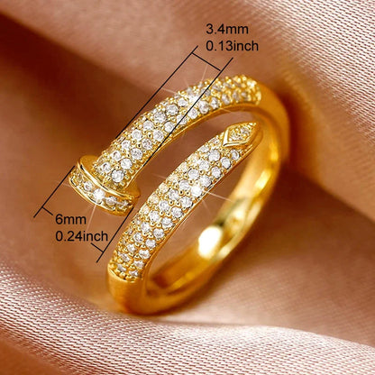 Zircon Studded Nail Wrap Ring