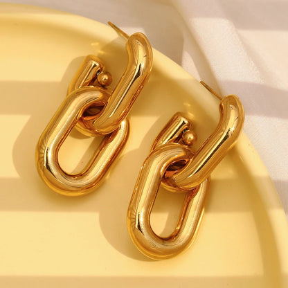 MamacitaSlay Classic 18K Gold Plated Stainless Steel Geometric Earrings Party Minimalist Waterproof Jewelry Women's Charm Gift