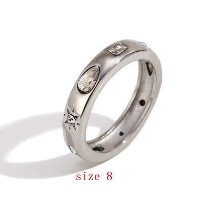 MamacitaSlay Classic Solar Geometric Zircon Bracelets Shiny Zircon Hoop Earrings 2024 Trend Stainless Steel Ring Woman