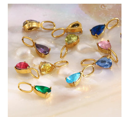 MamacitaSlay 316L Stainless Steel Zircon December Birthstone Charms Earrings Necklaces Bracelets DIY Pendant Waterproof Jewelry