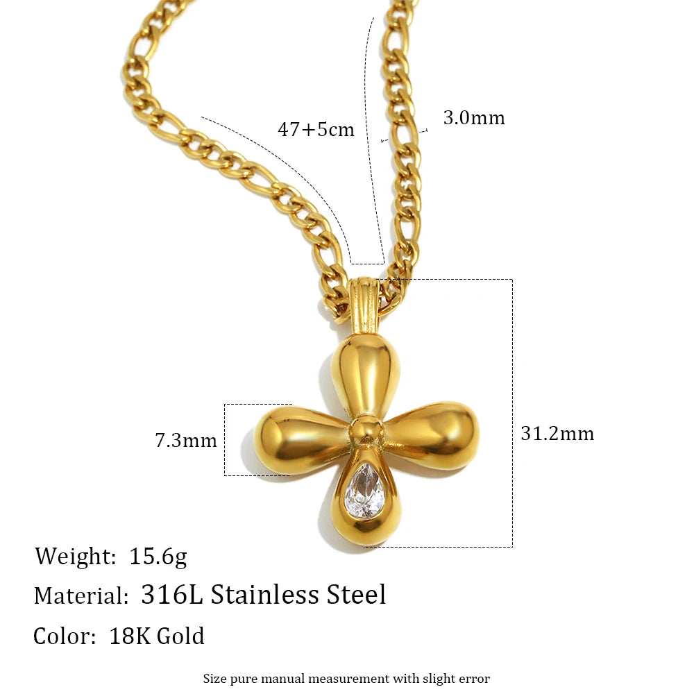 MamacitaSlay 316L Stainless Steel Heart Cross Zircon Earrings Necklace 18K Gold Plated Waterproof Jewelry Set Women's Gifts