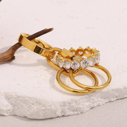 MamacitaSlay Creative 316L Stainless Steel Zircon Multilayer Ring Party Waterproof Jewelry Women's Charm Ring High Quality Gift