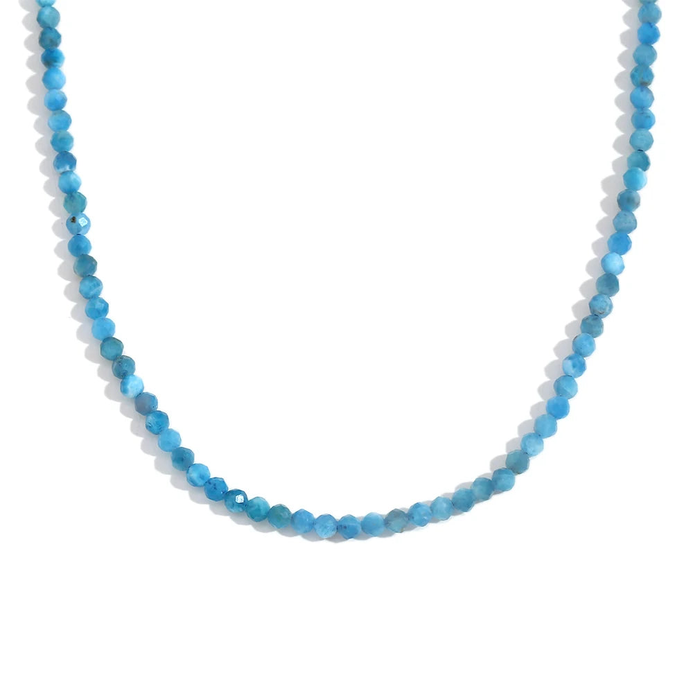 MamacitaSlay Simple 316L Stainless Steel Natural Stone Bead Necklace Waterproof Neck Jewelry Women's Elegant Statement Necklace