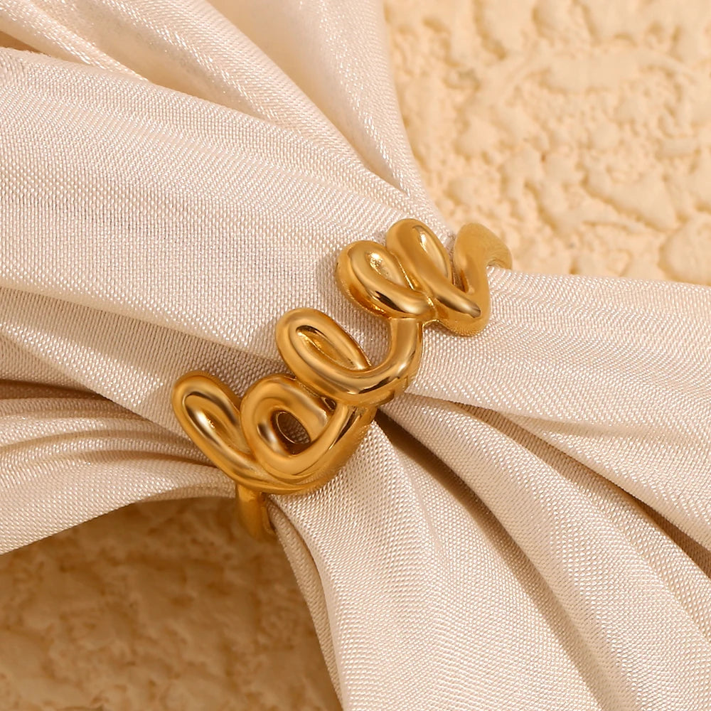 MamacitaSlay meaningful Line English Letters LOVE Ring trendy women's stainless steel jewelry Finger Decoration gift