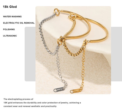 MamacitaSlay 316L Stainless Steel Mixed Color Asymmetric Bracelet 18K Gold Plated Waterproof Wrist Jewelry Women's Bracelet Gift