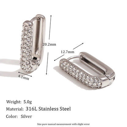 MamacitaSlay 316L Stainless Steel Zircon U Shaped Hoop Earrings 18K Gold Plated Waterproof Minimalist Jewelry For Women Gift