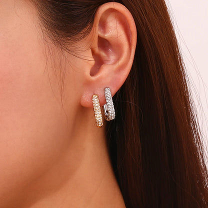 MamacitaSlay 316L Stainless Steel Zircon U Shaped Hoop Earrings 18K Gold Plated Waterproof Minimalist Jewelry For Women Gift