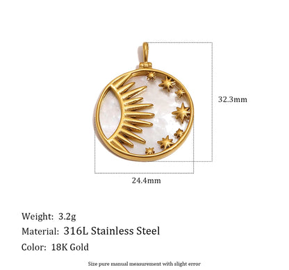 MamacitaSlay 18K Gold Plated Shell Moon Star Charm 316L Stainless Steel Ceramic Beads For DIY Earrings Bracelet Necklace Making