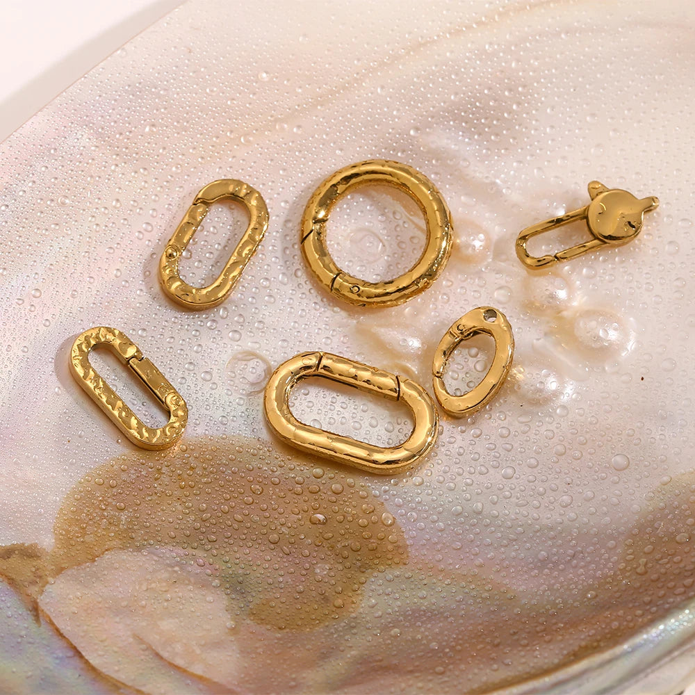 MamacitaSlay 316L Stainless Steel 18K Gold Plated Spring Ring Clasps Oval Carabiner Clasps Jewelry For DIY Bracelet Necklace
