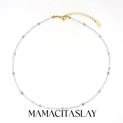 MamacitaSlay 316L Stainless Steel Natural Stone Necklace Elastic Rope Bracelet Handmade Waterproof Jewelry Women's Classic Gift