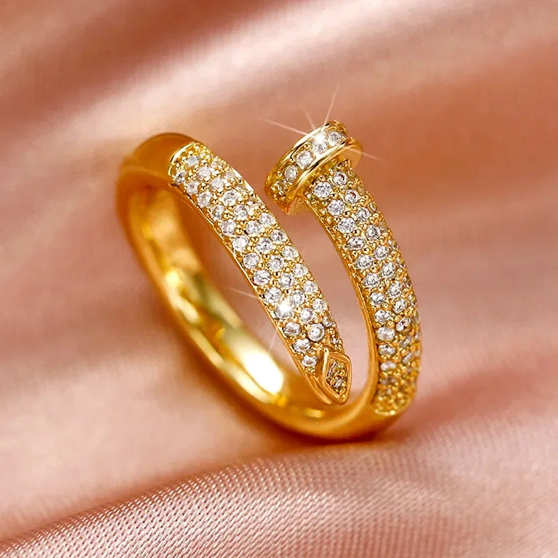 Zircon Studded Nail Wrap Ring