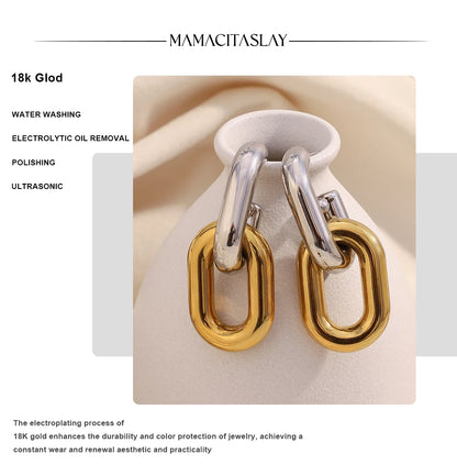 MamacitaSlay 316L Stainless Steel Double Color Double Layer Earrings Party Waterproof Jewelry Women's Unique Cool Earrings Gift