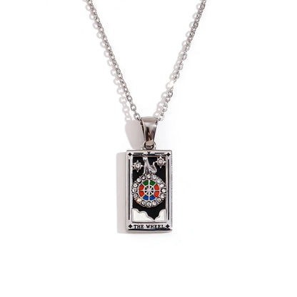 MamacitaSlay 316L Stainless Steel Zircon Tarot Necklace 18K Gold Plated Waterproof Jewelry Women's Creative Elegant Necklace
