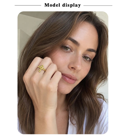 MamacitaSlay 316L Stainless Steel Zircon Cross Ring Party Waterproof Jewelry Women's High Quality Ring 2025 Classic Charm Gift