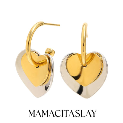 MamacitaSlay 316L Stainless Steel Heart Mixed Color Earrings 18K Gold Plated Waterproof Jewelry Women's Elegant Earrings Gifts