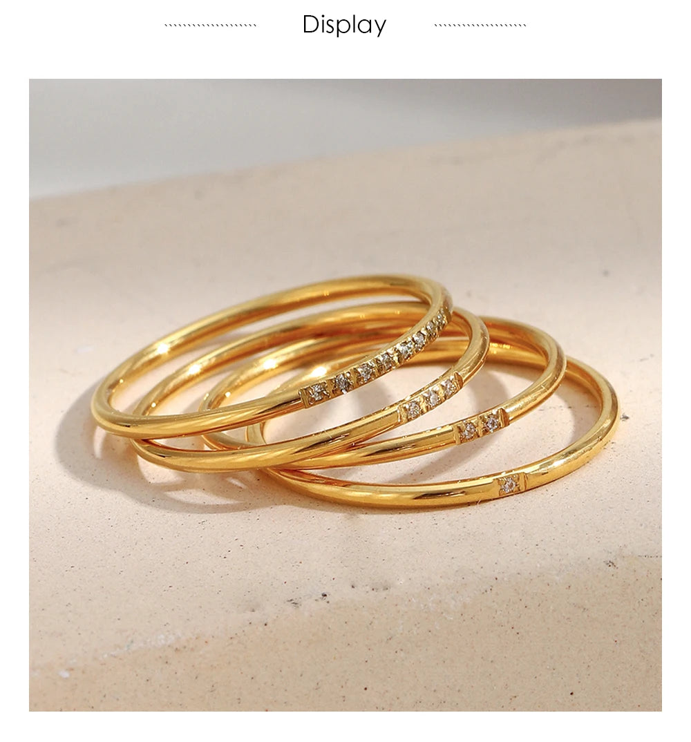 MamacitaSlay 316L Stainless Steel AAA Zircon Slim Stackable Ring Set 18K Gold Plated Minimalist Waterproof Jewelry For Women